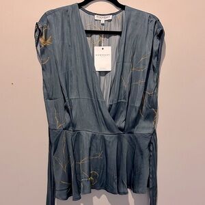 NWT silky surplice peplum blouse